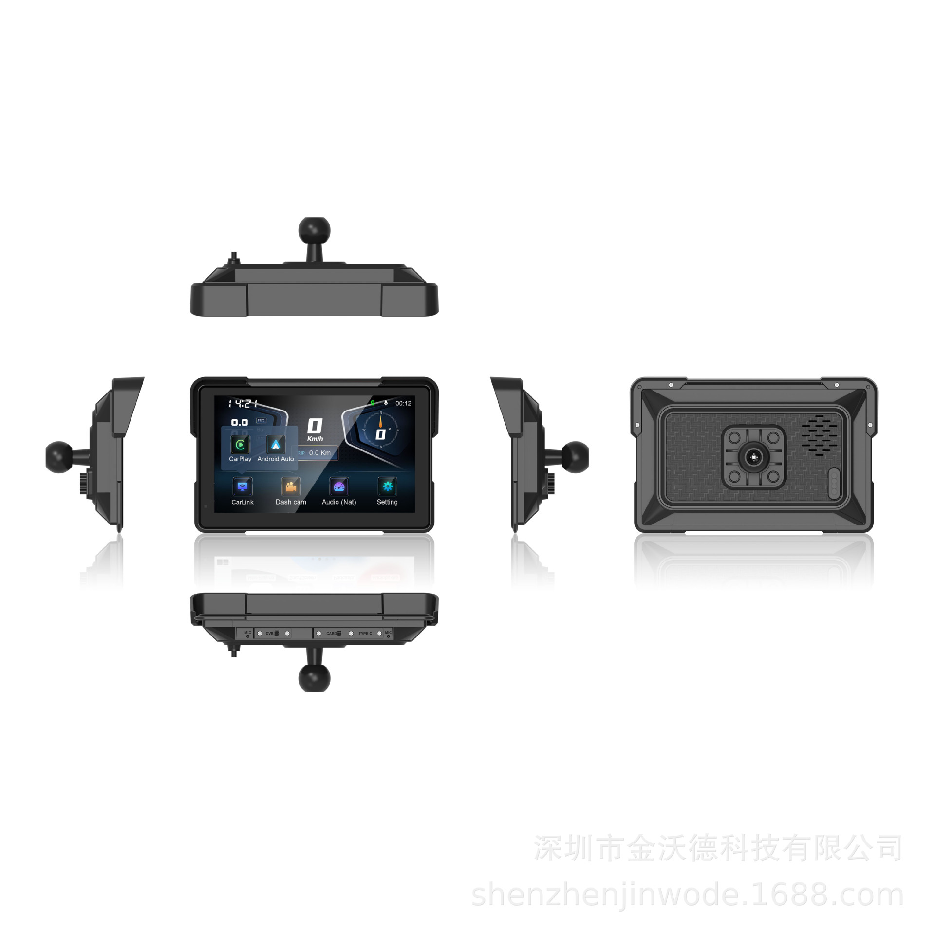 Cross-Border Dedicated 7-Inch 4K Motorcycle Recorder Wireless Carplayandroidauto Navigator Gps Tire Pressure