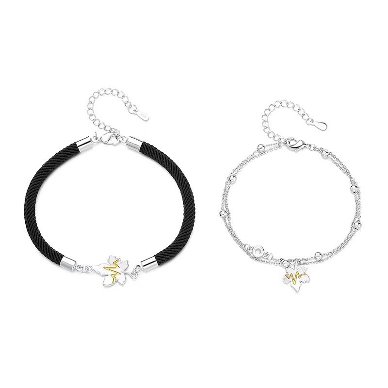 Pulsera hoja de arce para parejas joya elegante san valentín_voghion.com