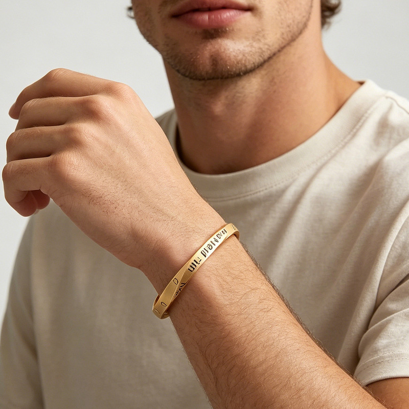 Cross-Border Hot-Selling European and American Retro Möbius Ring Titanium Steel Open-Ended Unisex Bracelet Wholesale Cross-Border Hot-Selling European and American Retro Möbius Ring Titanium Steel Open-Ended Unisex Bracelet Wholesale