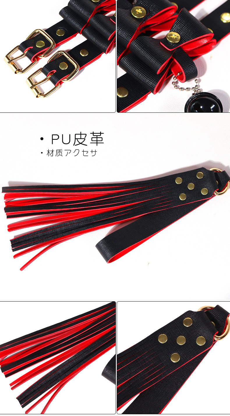 Adult Couple Bondage Kit with Anal Plug, Nipple Clamps and Restraints in Black PU — detail image 26