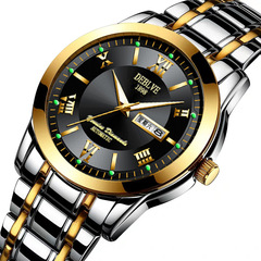 Watch dropshipping men's watch waterproof men's watch steel band watch double calendar quartz watch classic watch wholesale