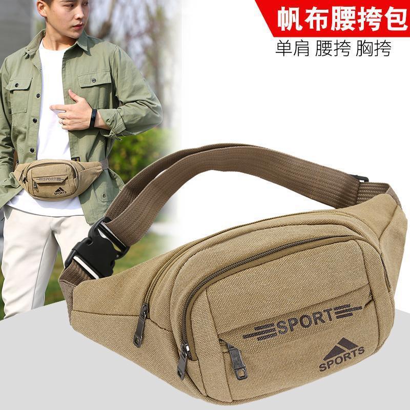 New canvas waist bag outdoor mobile phone waist bag shoulder messenger bag fashion chest bag business cash register bag waist bag wholesale