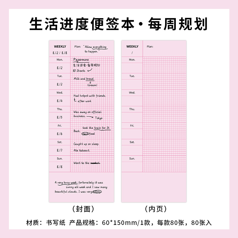 ✅PaperMore Life Progress Series Writable Notes Simple Memo List Check-in Message Notes