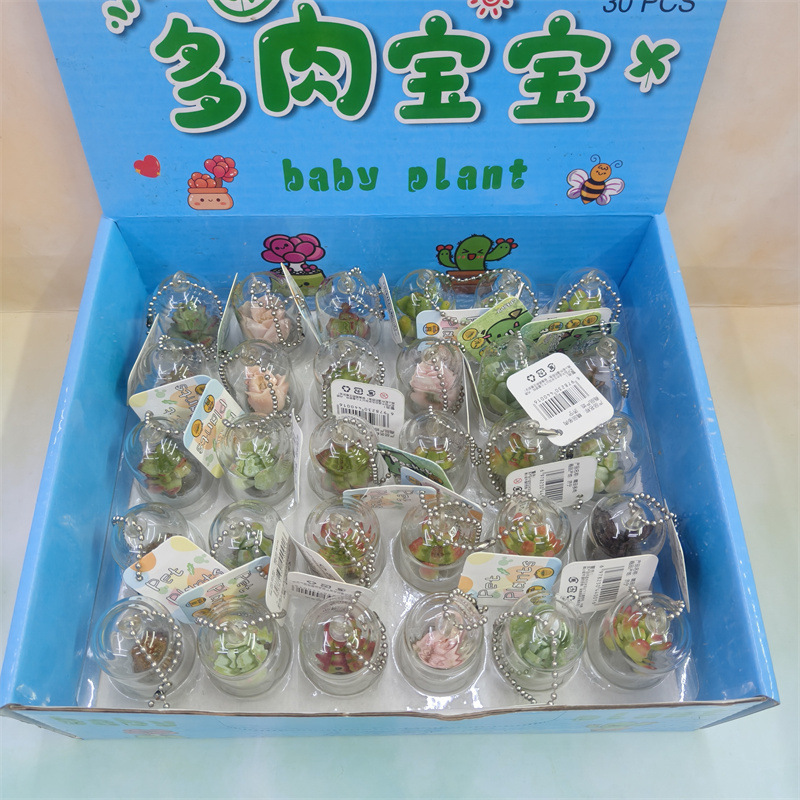 Mini Succulent Plant Pendant, Creative Small Potted Plant Miniature Landscape Pendant, Glass Bottle Keychain, Small Gift for Students