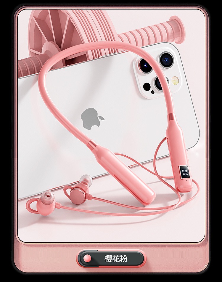 Wireless Bluetooth Earphones BT-7 Sports Neckband TF Card Support Black Technology Digital Display Noise Cancellation Cross-Border Factory New Model