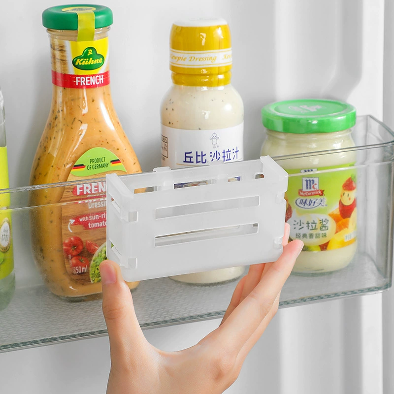 Регулируемая корзина для хранения на боковой двери холодильника, многофункциональная перегородка, настенная телескопическая полка для хранения, прозрачная коробка большой вместимости