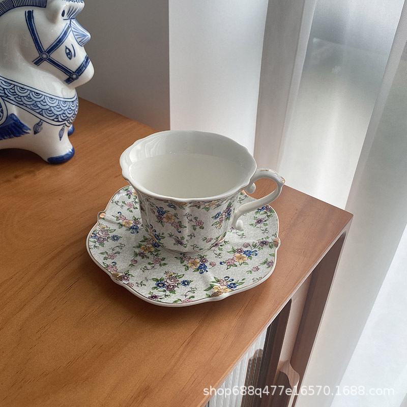中古コーヒーカップ皿陶磁器セットレトロヨーロッパ式高級午後カップ牛乳カップ青花家庭用コップ|undefined