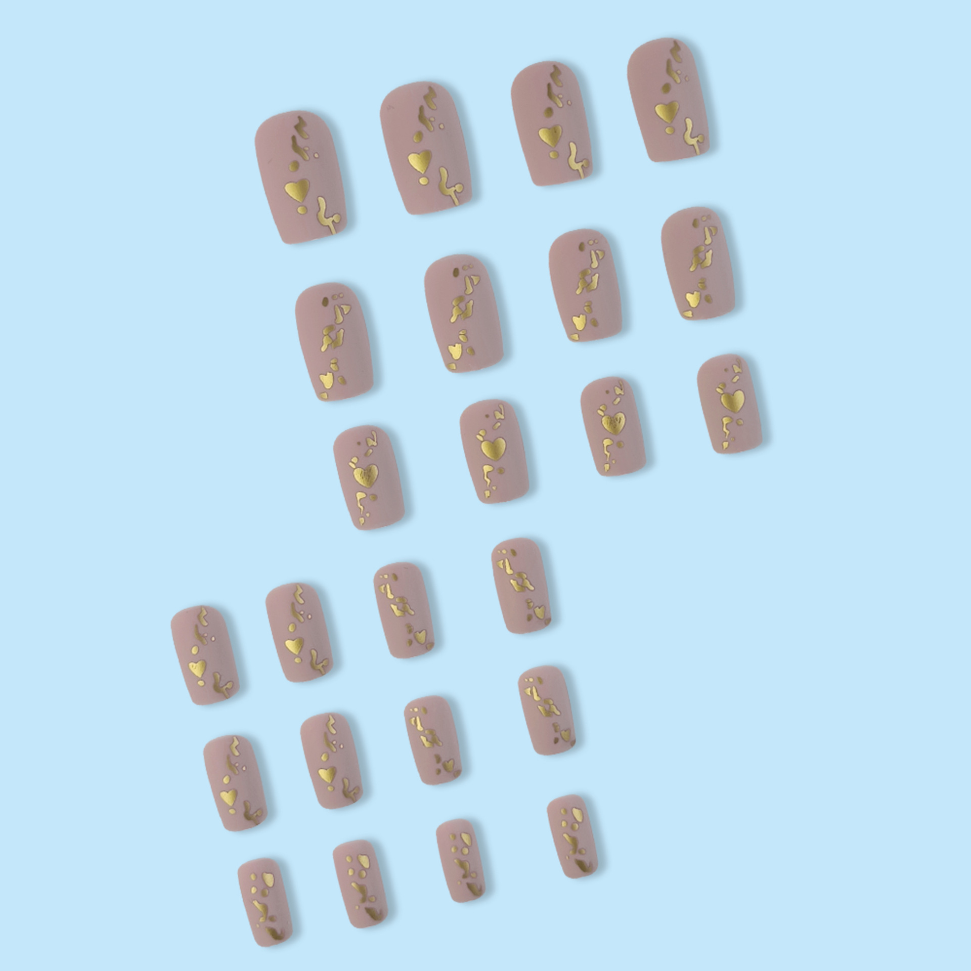 Textura mate, fondo desnudo, piezas de uñas doradas, delicadas uñas, parches de uñas de lujo dulce transfronterizos