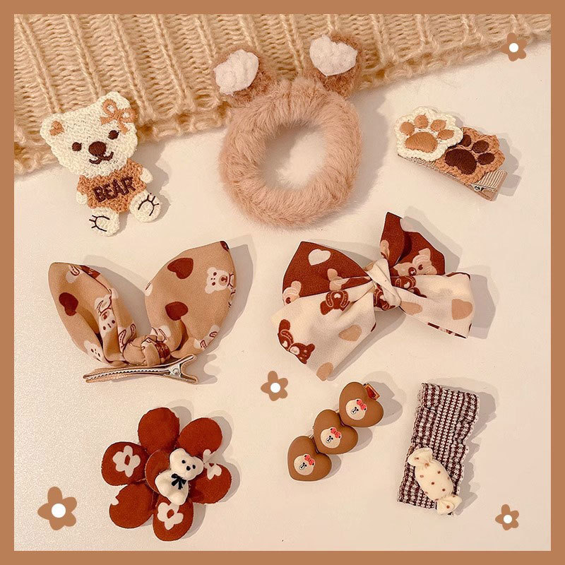 Cute clip de dibujos animados clip de borde conjunto frente cejas clip de cabello para chicas clip de BB otoño invierno de alta sensibilidad adornamiento de cabello tocado