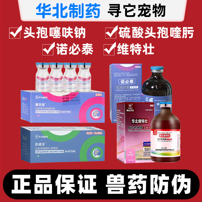 华北制药维特壮复方布他磷诺必泰注射用硫酸头孢喹肟头孢噻呋钠