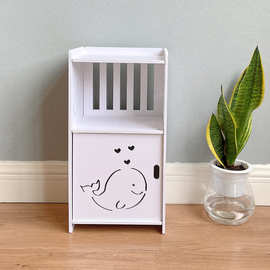 卧室床头收纳柜置物架整理置物架海豚鲸鱼带门客厅浴室简易储物柜