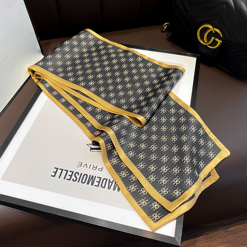 Hangzhou bufandas de seda verde azul estilo nacional morera seda flotante mujer primavera y otoño con bufandas de seda de doble capa 150 * 15cm bufandas