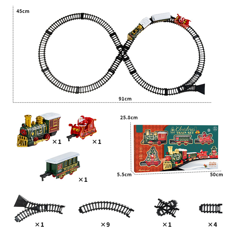 Navidad transfronteriza tren eléctrico simulación de luces y efectos de sonido modelo de tren clásico regalos juguetes de rieles de tren image 8