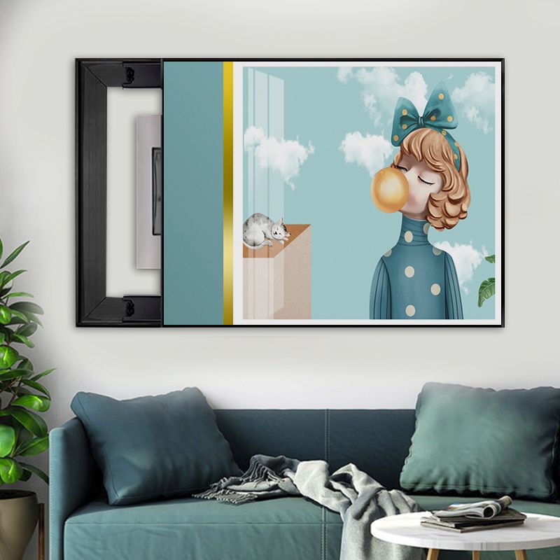 Caja de medidor eléctrico pintura decorativa moderna minimalista caja de puerta eléctrica que cubre la luz caja de distribución de lujo colgando pintura restaurante flip que cubre mural