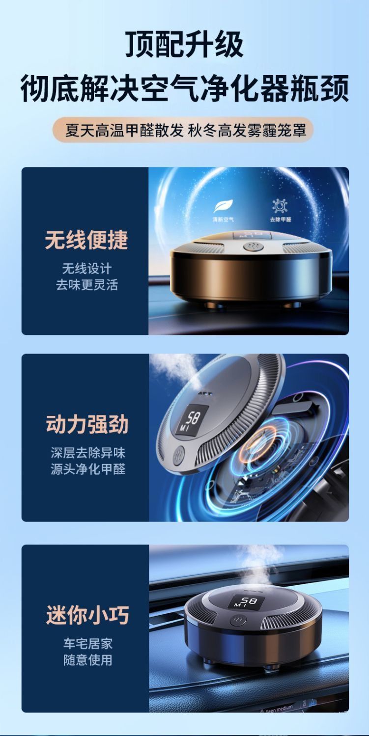 Car Air Purifier Ozone Sterilization Negative Ion Deodorizer