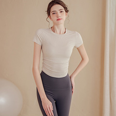 2024新款透氣速干短款運動上衣女短袖T恤修身冰絲跑步夏季瑜伽服