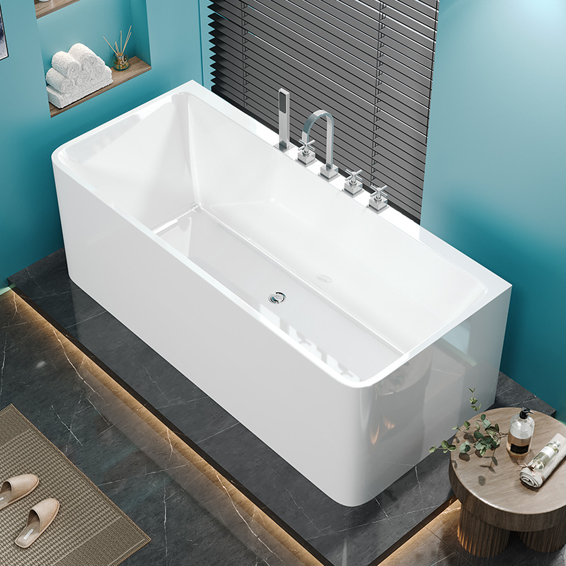 Freestanding Household Adult Acrylic Bathtub Mini Bathtub Children's Bathroom Vertical Wall-Mounted Seamless Installation-Free