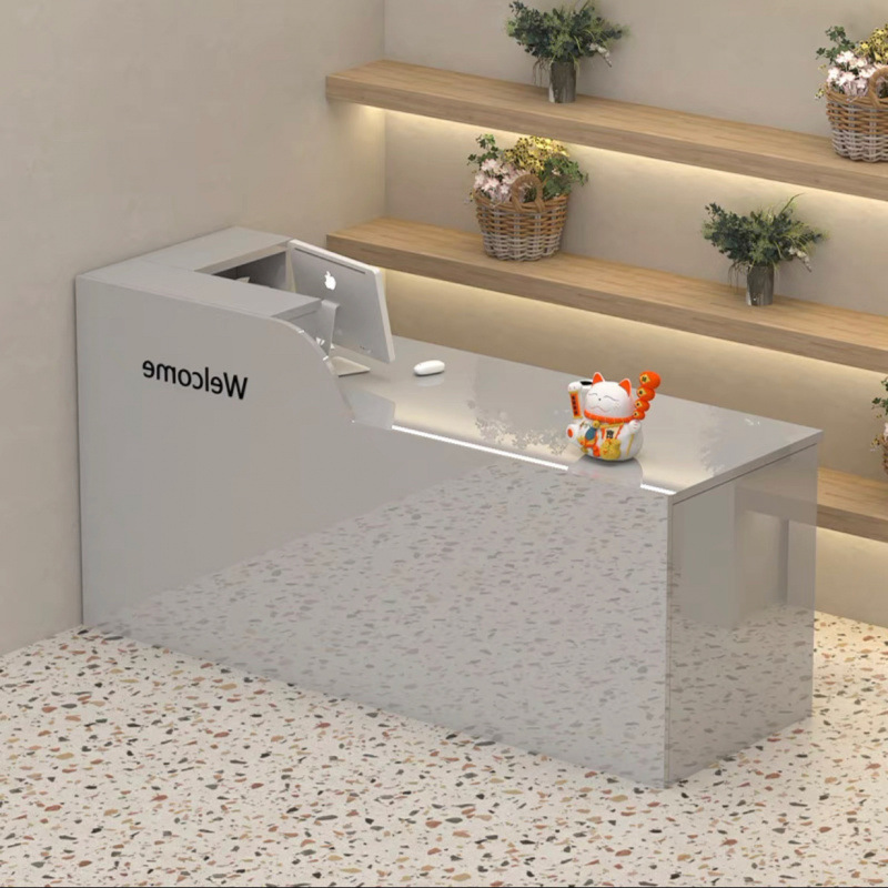 バーカウンター レジ カウンター テーブル 理髪店 コンビニ シンプル モダン ショップ 小型フロント レセプションデスク|undefined