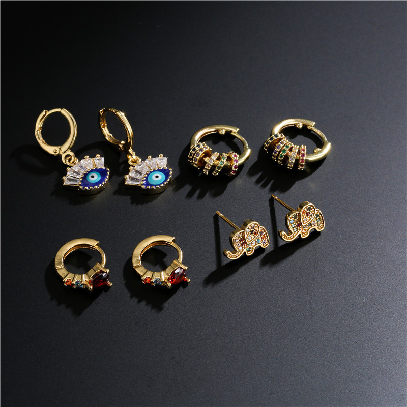 Fashion Style New Copper Micro Inlaid Devil's Eye Earrings display picture 6