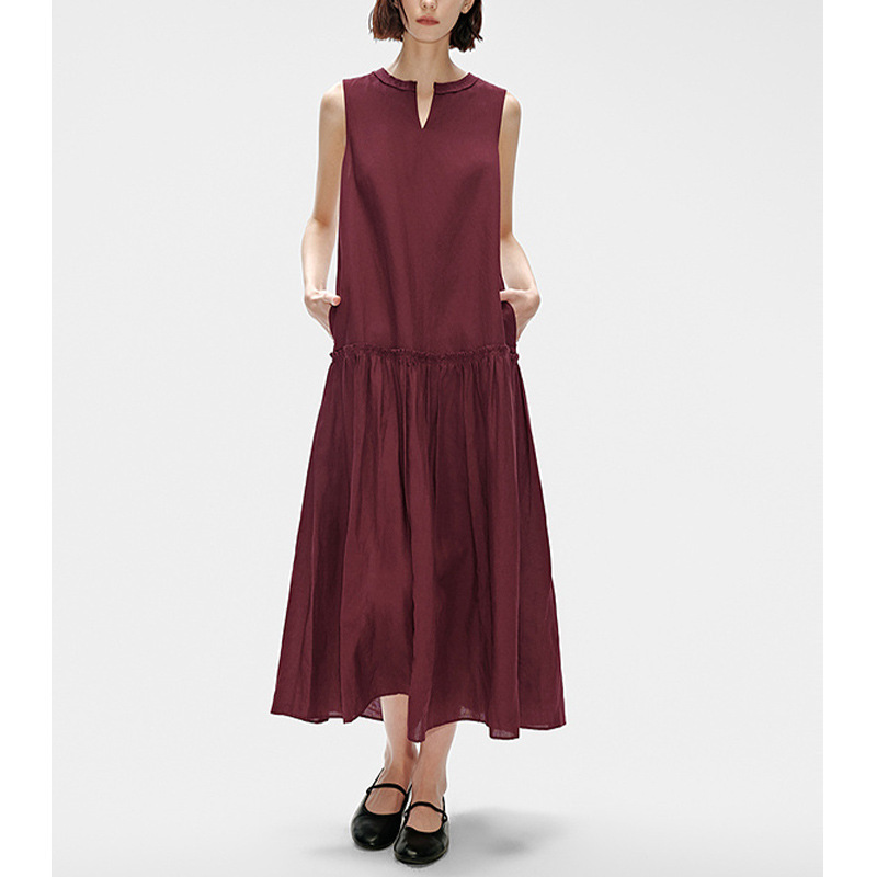 【Be Order】2026 Summer New Style Elegant Vacation Style Small V-Neck Sleeveless Vest High-End Dress for Women