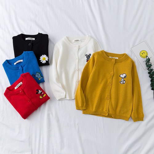 21 New Children's Sweaters Knitted Cardigans Embroidered Cartoon Patterns Male and Female Baby Air Conditioning Sweaters