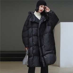 2022 Winter New Mid-length Casual Large Size Loose Hooded Down Jacket Women's Japanese and Korean Fashionable Thickened Jacket
