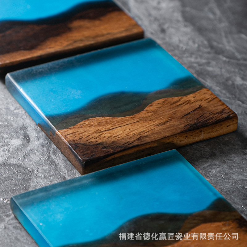 Posavasos de madera de estilo japonés, almohadillas de aislamiento térmico de resina, portavasos simples, juntas creativas, accesorios para la ceremonia del té, almohadillas de nogal para el hogar