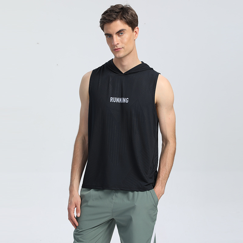 Verano de los hombres al aire libre corriendo Chaleco de secado rápido alto elástico transpirable grupo deportes fitness aeróbic sin mangas superior