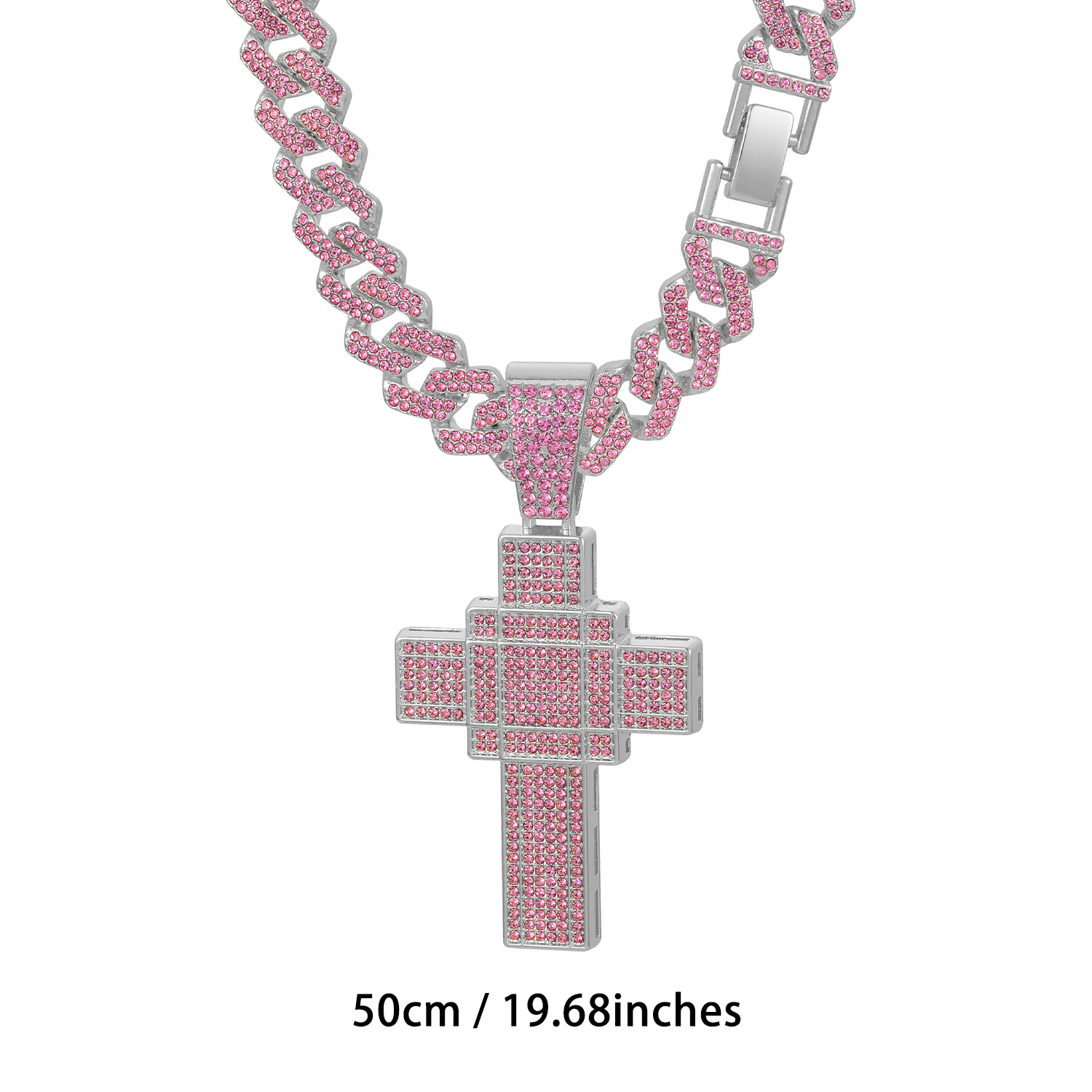 Collana con croce tridimensionale rosa oversize da donna_voghion.com
