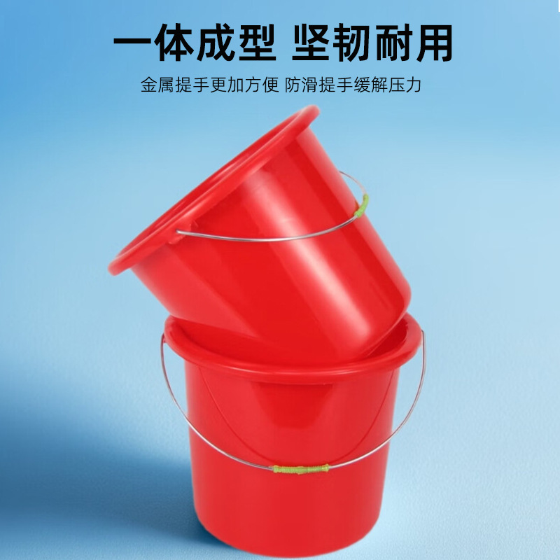 Cubo de plástico rojo de color sólido para el hogar, cubo portátil para el hogar, cubo redondo engrosado, cubo de lavandería para dormitorio estudiantil, venta al por mayor. image 3