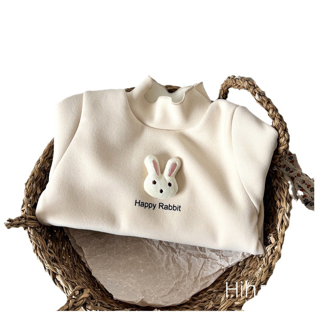 Camiseta de niñas de terciopelo de cuello medio alto otoño y invierno nuevo terciopelo de mangas largas y camiseta gruesa de estilo coreano chaqueta de bebé image 6