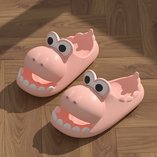 Cute dinosaur slippers for women in summer, Baotou home couple thick-soled non-slip fashion outer wear shoes for girls