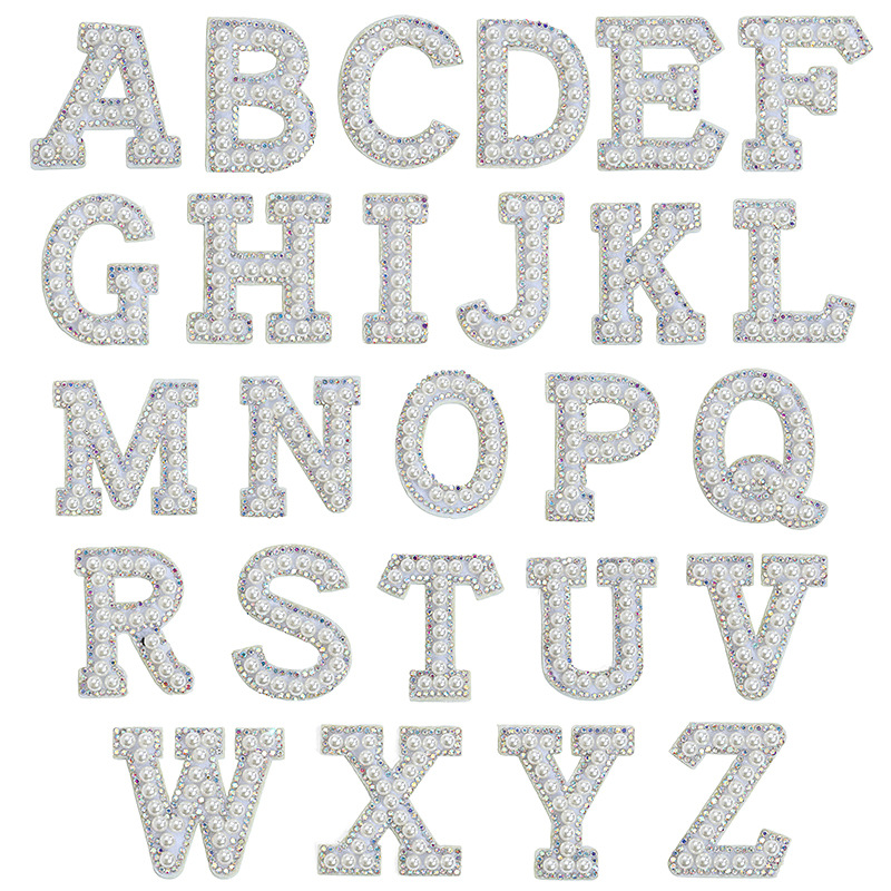 Rhinestone Letters 26 Pieces Pearl Ab Color Hotfix Rhinestone Stickers DIY Clothing Box Decoration Rhinestone Letters DIY Accessories