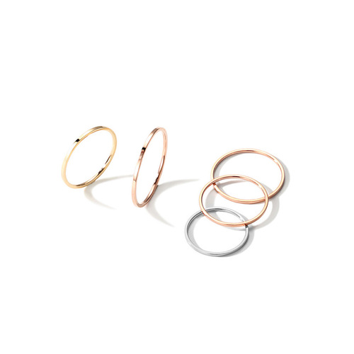 ins jewelry ring temperament simple plain ring thin tail ring smooth ring index finger ring titanium steel 18k gold