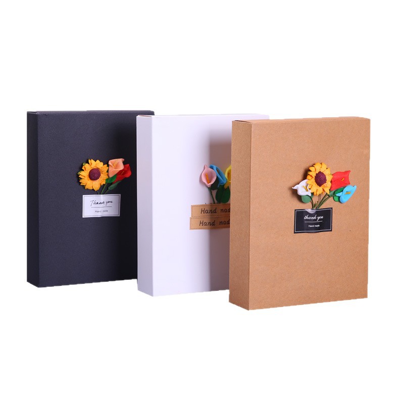 Caja de Cartón Blanca o Negra Pre-fabricada, Caja de Papel Kraft Plegable, Caja de Regalo Personalizada para Flores, Té, Calcetines, Personalización de Cajas de Embalaje