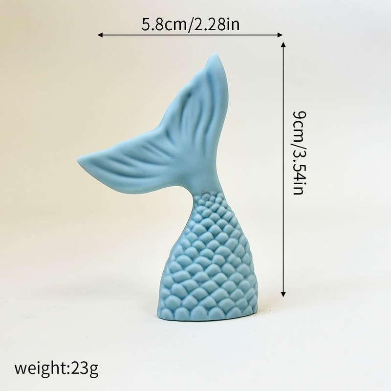 蓝色粉色紫色海洋主题唯美蛋糕摆件桌面摆件金色蓝色喷漆鱼尾装扮|undefined