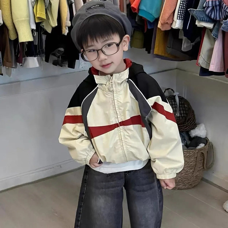 男童春秋洋气百搭拼色两件套2025新款中小童韩版时尚炸街夹克套装|undefined