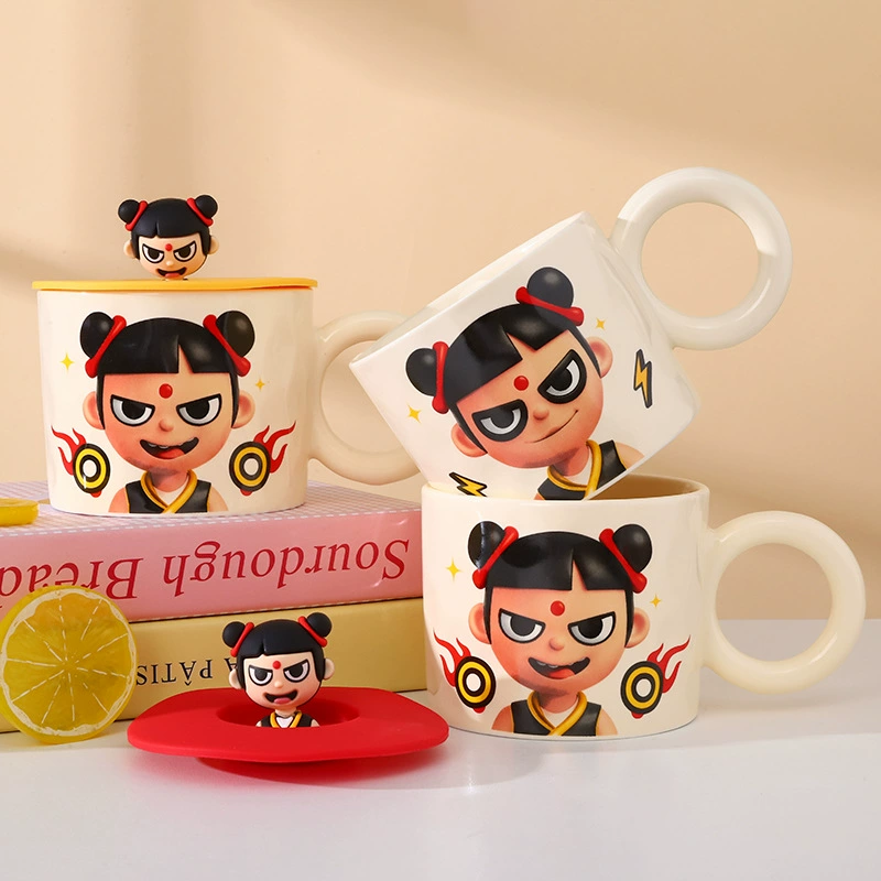 [Официальная лицензия «Нэчжа/Найджя» — молочная мерная керамическая кружка-термоскалка, милый дизайн для девочек и детей, домашняя кружка для воды]