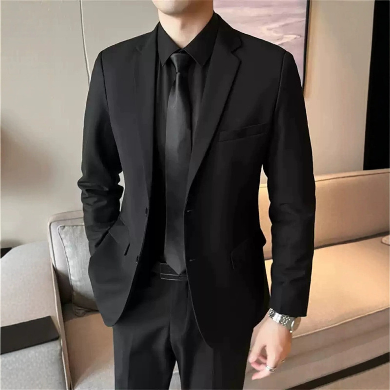 西服外套男士修身套装高级感休闲商务职业正装痞帅伴郎礼服小西装|undefined