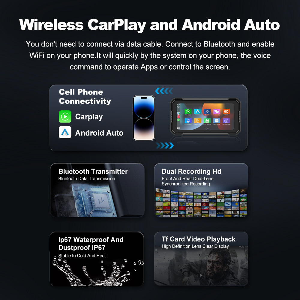 5/ 6.25inch Motorcycle Navigation Recorder Waterproof Smart Riding Carplay High-Definition Driving Recorder