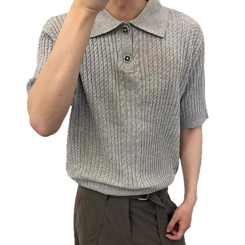 Polo camiseta de manga corta camiseta de punto camiseta de hombre cuello de camiseta viejo dinero viento torcido hielo verano fábrica transfronteriza al por mayor