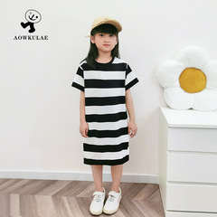 Children's skirts summer Korean style new girls' dresses girls striped short-sleeved fashion princess skirts children's skirts on behalf of