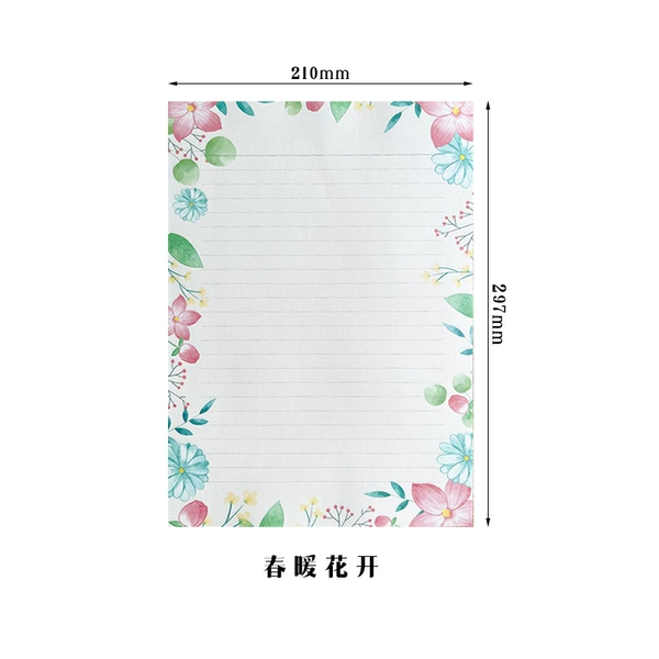 Spring flowers are blooming, 50 sheets of horizontal line letter paper