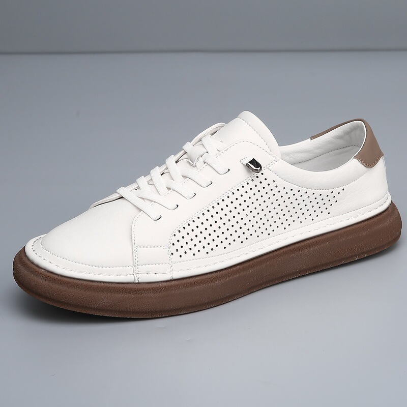 2026 New Men's Sneakers European Style Large Size Men's Shoes Breathable Casual Shoes Versatile Genuine Leather Trendy Brand Direct Supply from Factory