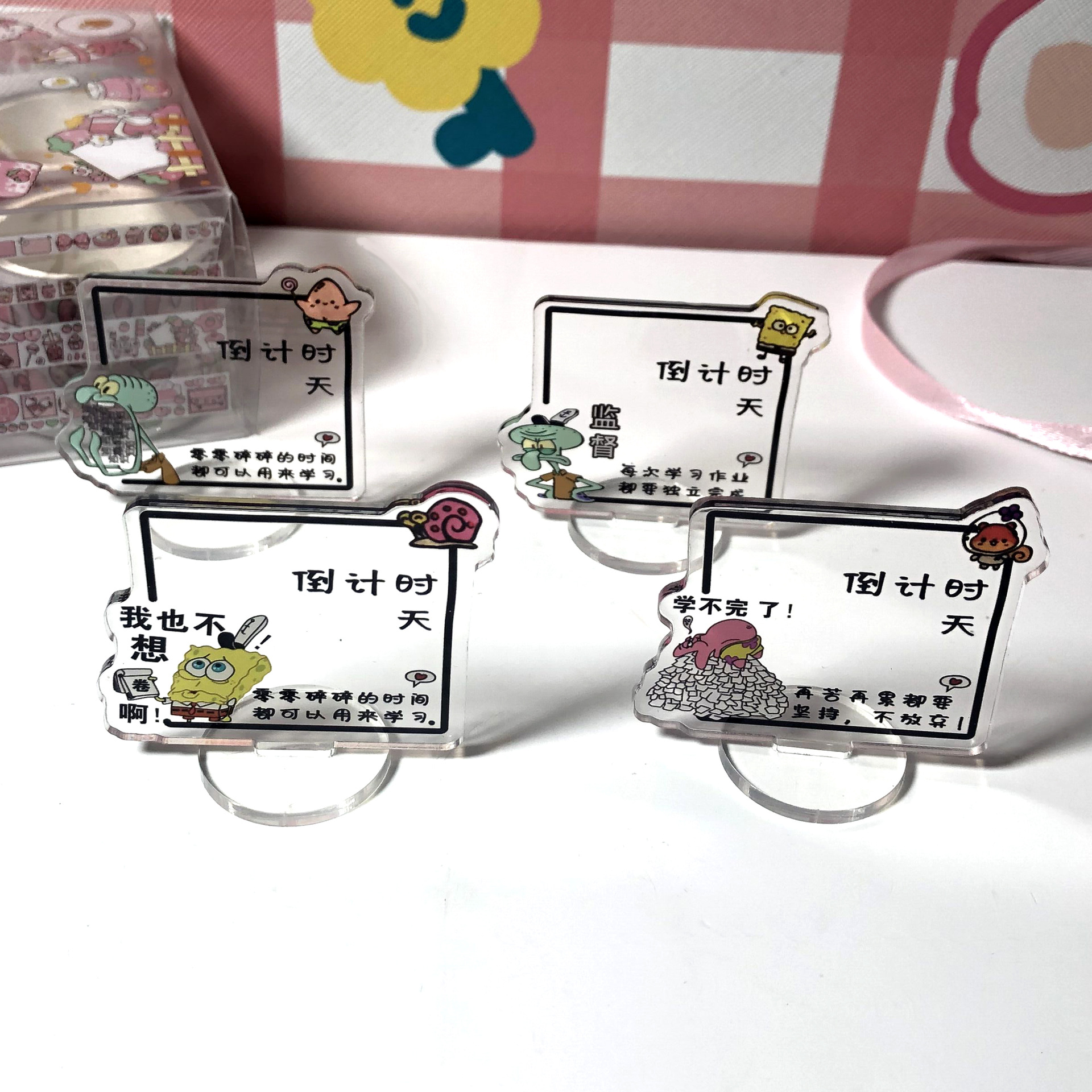 Original SpongeBob Countdown Stand Transparent Acrylic Gaokao/Graduate Entrance Exam Countdown Inspirational Student Ornament
