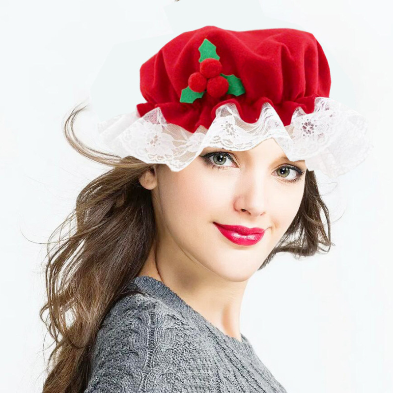 A赤毛玉クリスマス帽子ロングウール帽子ショートウール帽子パーティー祝日プレゼントレディースクリスマス帽子卸売|undefined