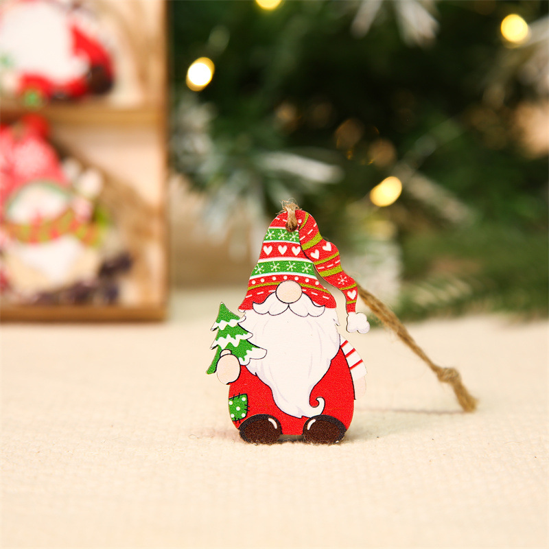 Christmas Cute Santa Claus Wood Party Hanging Ornaments 12 Pieces display picture 12