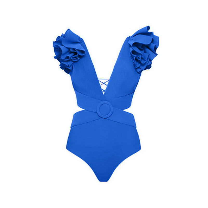 385g Weight Polyester Fabric Type One-pieces Tops Type Fitness, Swimming Occasion Solid Color, Flower Pattern Women's Gender Women's Elegant Lady Solid Color Flower 2 Pieces Set One Piece Swimwear 25