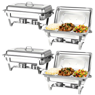 2025 New Cross-Border Dropshipping 4-Piece Stainless Steel Frying Pan 1/3 Frying Pan Food Warmer