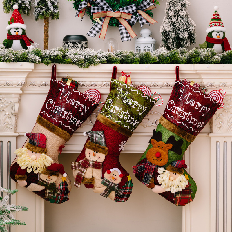 Haobei クリスマス装飾用品立体クリスマスソックス漫画サンタクロースソックス子供のギフトバッグ大型クリスマスソックス|undefined